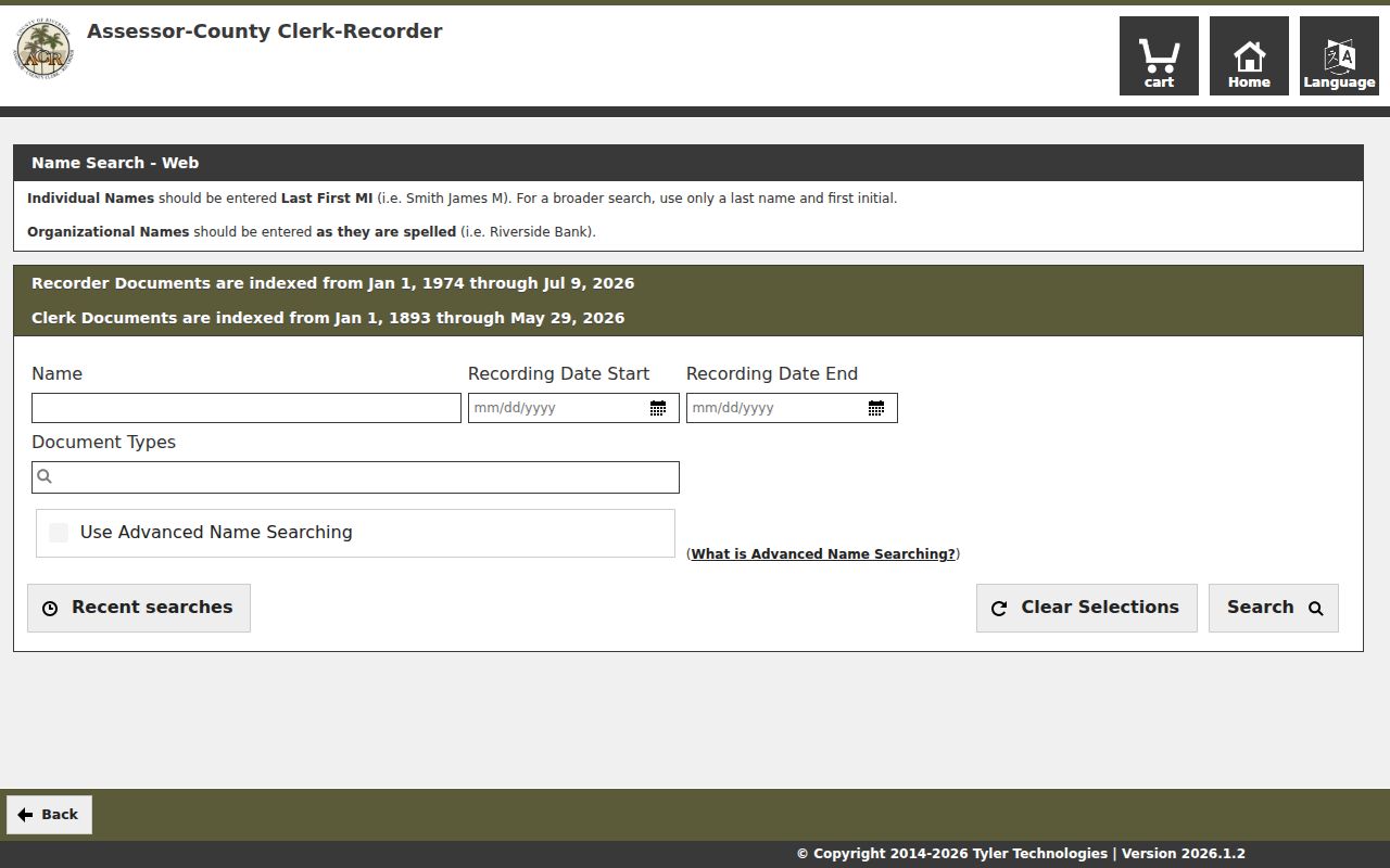 Wildomar people search Riverside recorder name fields