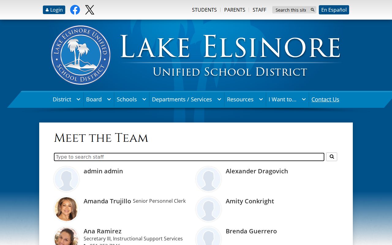 Wildomar people directories Lake Elsinore Unified staff listing
