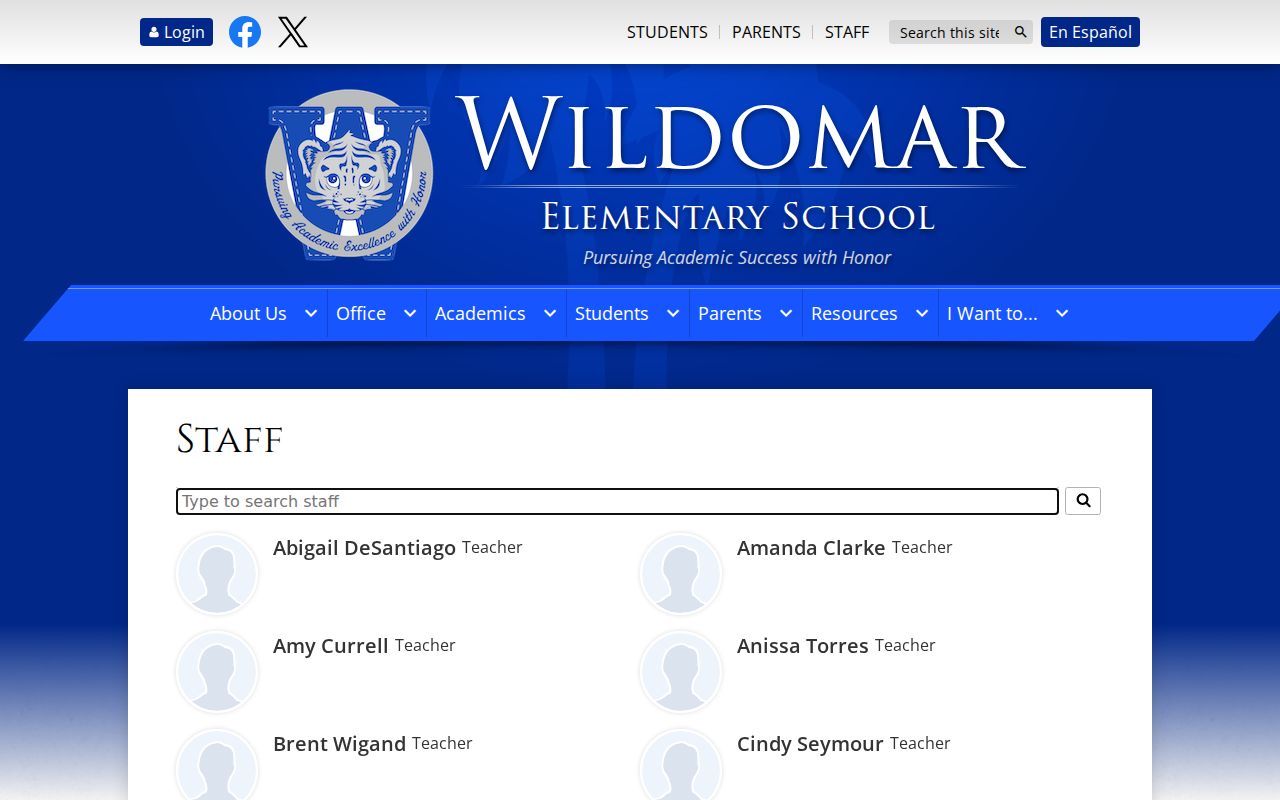 Wildomar people directories Wildomar Elementary staff entries