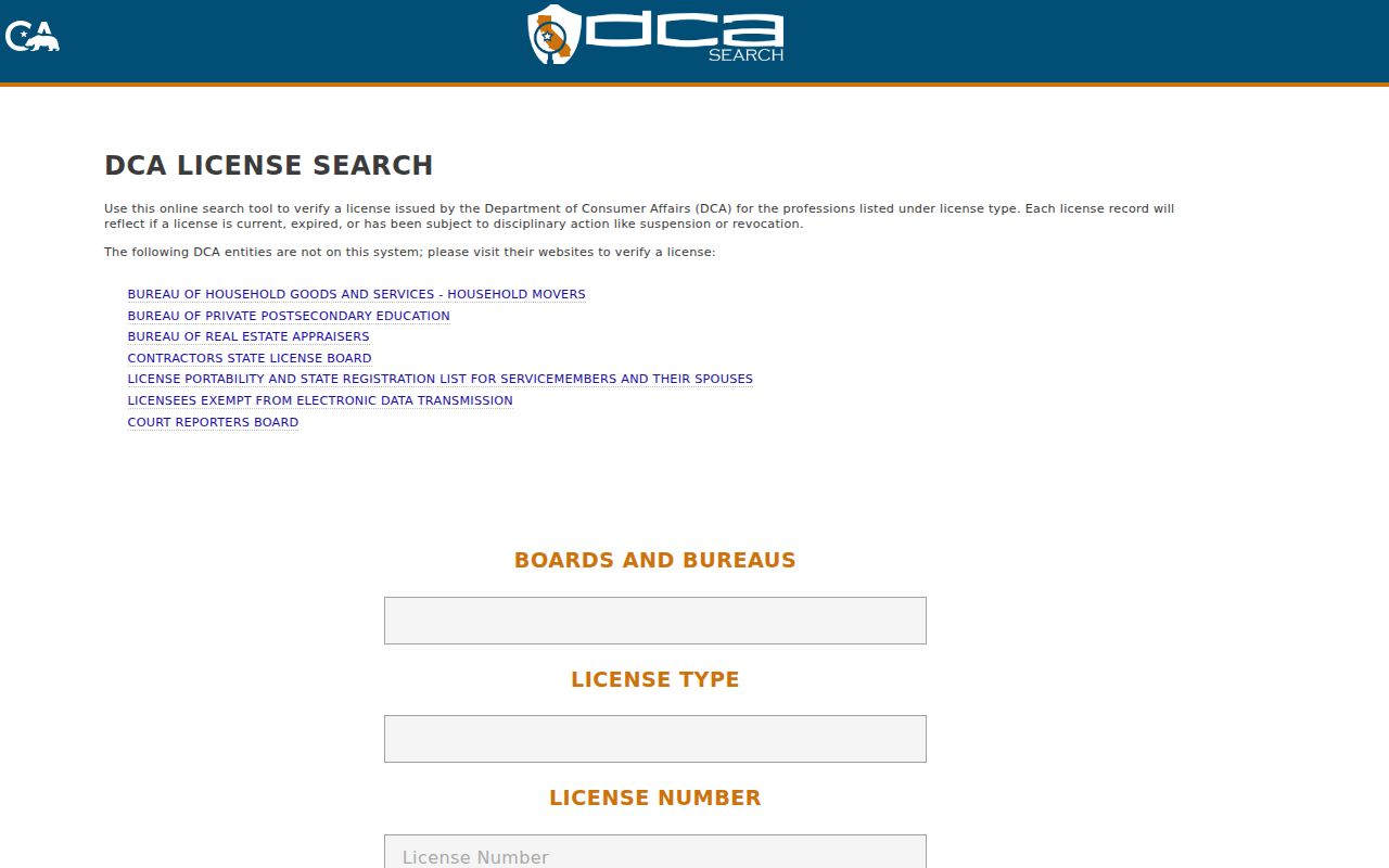 Wildomar public records California DCA license search